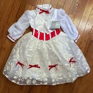 Disney | Costumes | Disney Mary Poppins 964 Red White Fair Dress Dress  Girls 3t Deluxe Costume | Poshmark